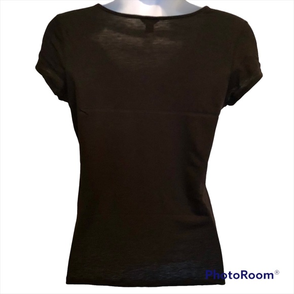 Ann Taylor Dressy Tee with Appliqué Collar, S, Black - Picture 2 of 12